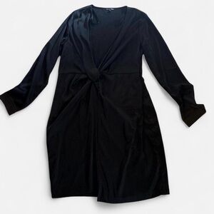 Black Twist Front Midi Dress - Size 1X